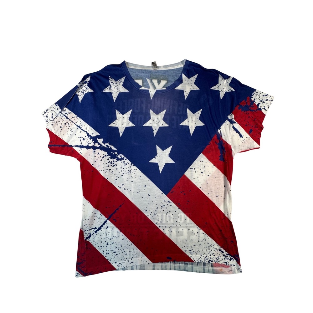 American Apparel T Shirt Mens XL Red White Blue Patriotic Veteran USA
